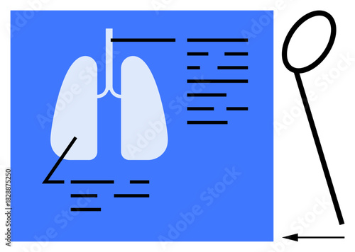 Medical anatomy diagram. Detailed lungs illustration paired with a laryngoscope tool ation for educational, diagnostic, or healthcare applications. Ideal for medical studies, healthcare tools