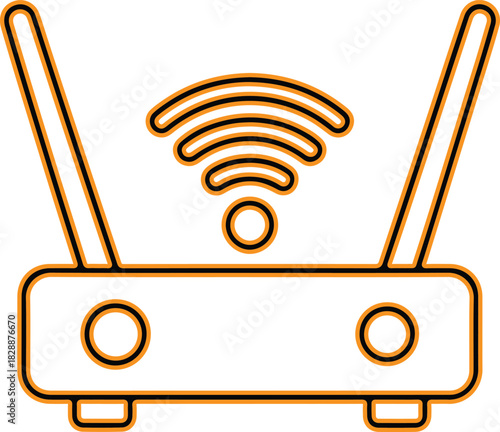 Wireless router with wi fi signal icon