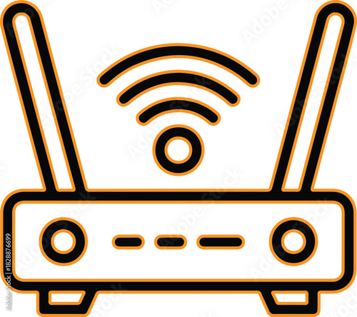 Wireless router icon with wi fi signal
