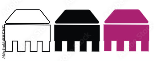 Abstract house icons, white, black, magenta, isolated on