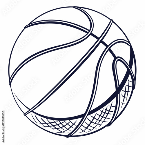 Basketball ball with black lines in vector format