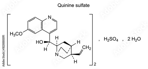 Quinidine sulfate, chemical structure of quinidine sulfate, drug substance
