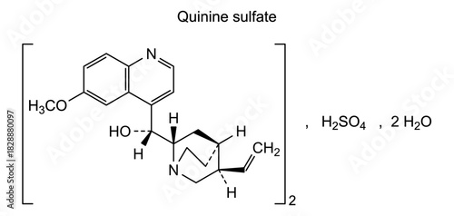 Quinine sulfate, chemical structure of quinine sulfate, drug substance