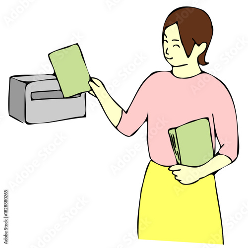 チラシを投函する女性