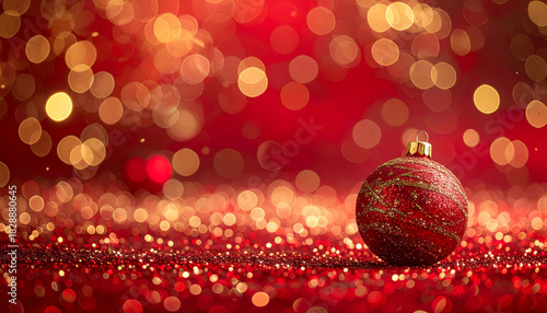 赤と金の光がきらめく優雅なクリスマスボケ背景
– Elegant Christmas Bokeh Background in Red and Gold with Soft Sparkles
