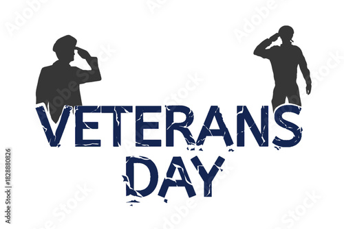 silhouette of a person saluting with the words veterans day written on it
