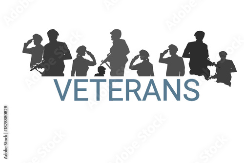 silhouette of a person saluting with the words veterans day written on it