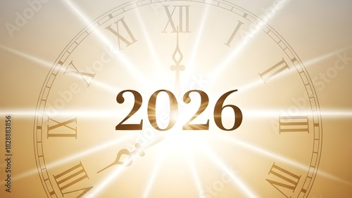 High-Key Bright Digital Graphic Featuring 2026 Numbers and Intense White Light Rays or Sunburst Effect.