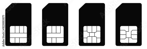 SIM Card Icon Set – Linear, Glyph & Colorful Filled Vector Designs for Mobile Communication