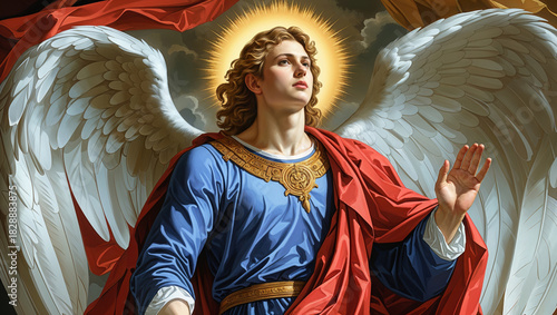 Archangel Michael fantasy art background, mighty warrior angel