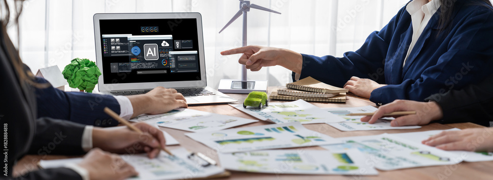 Fototapeta premium Generative AI virtual assistant tools for prompt engineer and user for ease of engage artificial intelligence AI technology help people to work with generative AI functions by prompting the AI brisk