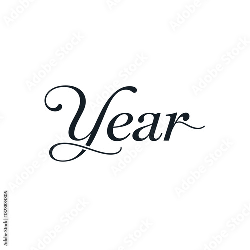 Year word in elegant calligraphic font isolated on