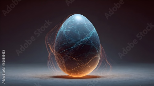 Fototapeta Naklejka Na Ścianę i Meble -  Digital creative egg, futuristic design, 3D render, colorful, abstract, modern digital art. Concept:
Innovation, creativity, technology, 3D design, abstract concept, digital art, modern illustration.