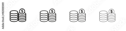 Coins icons. premium symbol. Vector sign icon logo template.