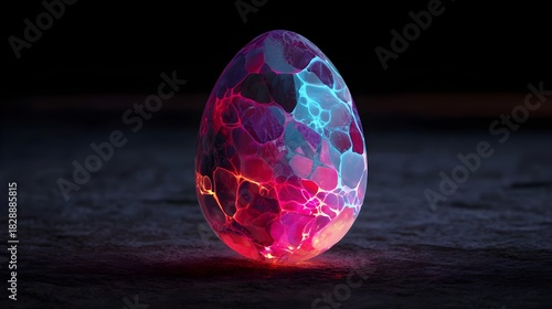 Fototapeta Naklejka Na Ścianę i Meble -  Digital creative egg, futuristic design, 3D render, colorful, abstract, modern digital art. Concept:
Innovation, creativity, technology, 3D design, abstract concept, digital art, modern illustration.