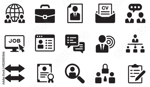 Professional CV & Office Icons Set – Minimal Line Illustration Pack