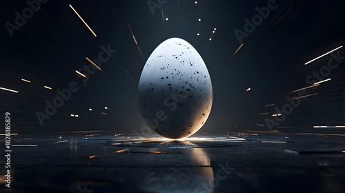 Fototapeta Naklejka Na Ścianę i Meble -  Digital creative egg, futuristic design, 3D render, colorful, abstract, modern digital art. Concept:
Innovation, creativity, technology, 3D design, abstract concept, digital art, modern illustration.