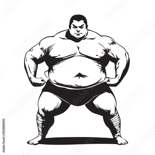 illustration of a bodybuilder posing in studio