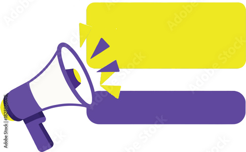 announcement megaphone with blank speech bubble message box