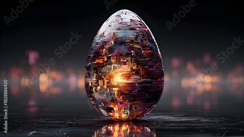 Fototapeta Naklejka Na Ścianę i Meble -  Digital creative egg, futuristic design, 3D render, colorful, abstract, modern digital art. Concept:
Innovation, creativity, technology, 3D design, abstract concept, digital art, modern illustration.