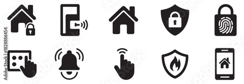 Security Icons Set – Lock, Fingerprint, Privacy, Access Control Symbols