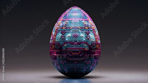 Fototapeta Naklejka Na Ścianę i Meble -  Digital creative egg, futuristic design, 3D render, colorful, abstract, modern digital art. Concept:
Innovation, creativity, technology, 3D design, abstract concept, digital art, modern illustration.