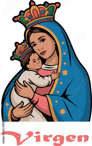 Virgen de la Guadlupe logo vector white background .