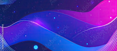 Abstract Cosmic Waves: Dynamic Purple and Blue Space Background with Stars