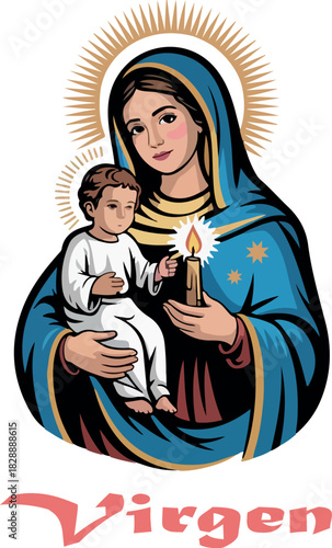Virgen de la Guadlupe logo vector white background .