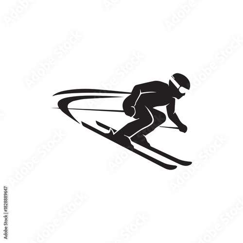 Downhill skiing silhouette