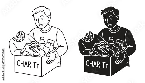 Man Donating Clothes and Items to Charity donation