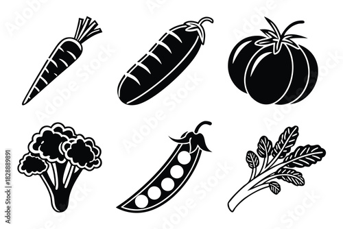 Minimalist fresh vegetable icon set for healthy food designs