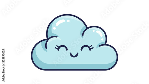 A cartoon cloud with closed eyes and a smile