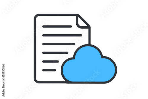 Outline icon representing document storage and cloud data backup management technology