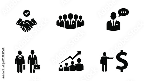 Set of business and finance icon for presentation isolated on