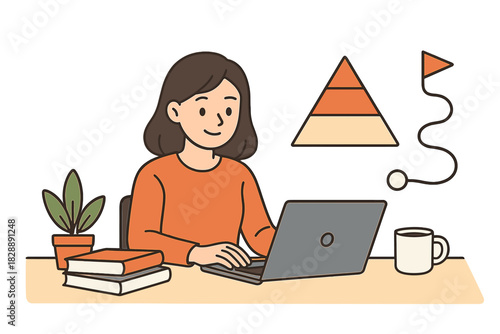 Professional woman focused on strategic planning and career development at home desk
