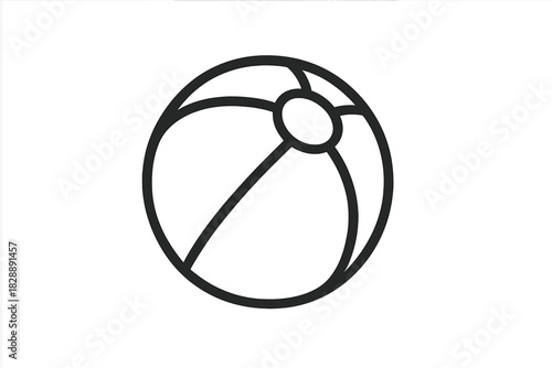 Classic inflatable beach ball outline icon for summer vacation and recreation graphics