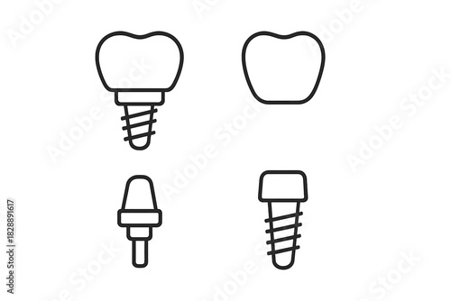 Dental implant components set including crown, abutment, and screw post