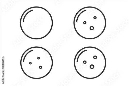 Minimalist line art set depicting different phases of the Moon or celestial body