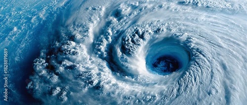Hurricane's Eye: An eye-level perspective showcases the raw power of a hurricane, with swirling cloud formations converging towards the calm eye of the storm. Capturing the awesome force of nature