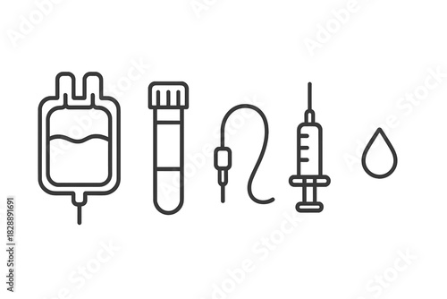 Essential symbols for blood donation, laboratory testing, and medical transfusion procedures