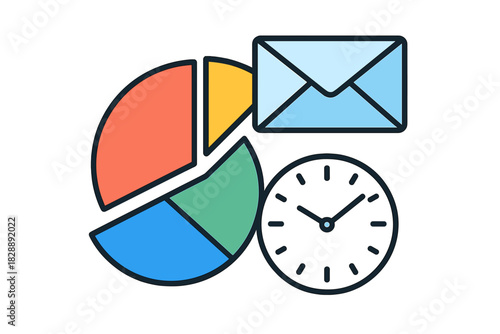 Business strategy planning concept showing data analysis, communication, and scheduling