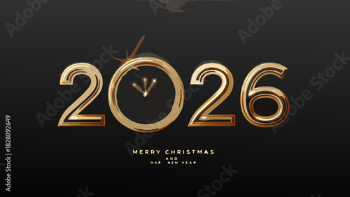 Golden new year 2026 celebration with a heart inside the zero