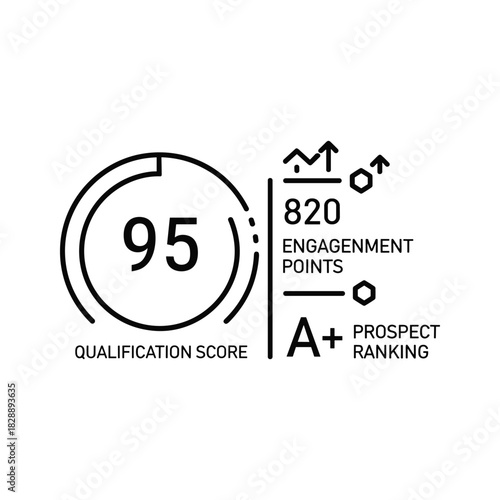Qualification score and prospect ranking icon isolated on