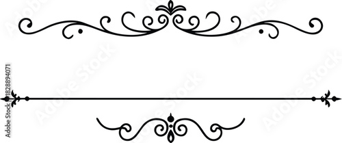Adobe Illustrator Artwork  Set of hand drawn decorative borders and dividers. Elegant calligraphic lines, vintage flourishes and ornamental swirls for page decoration, wedding invitations or web desig