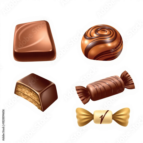 chocolate candies isolated on white background