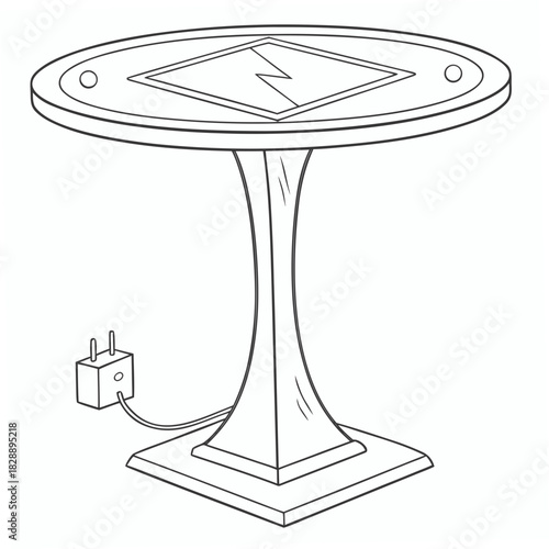 Modern wireless charging table with a sleek design and integrated power source for convenient device charging