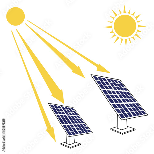 Illustration of solar panels receiving sunlight and converting it into energy for a sustainable future