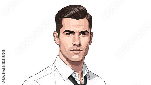 Pixel art portrait of a man in a white dress shirt and tie