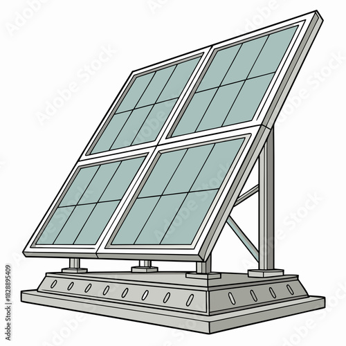 Modern solar panel array mounted on a sturdy base angled towards the sun for maximum energy generation